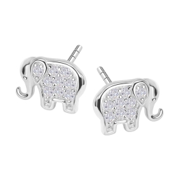 Kolczyki srebrne z cyrkoniami-słoń