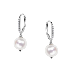 Kolczyki srebrne wiszące z perłami