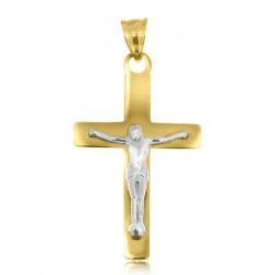 Dwukolorowy krzyżyk złoty z wizerunkiem Jezusa-22146